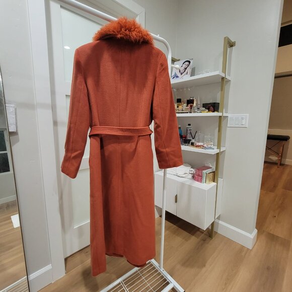 Fall/Winter color Faux Fur Trim Wool Blend Coat - Picture 3 of 3